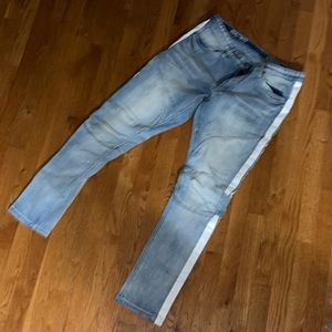 Mens Washed Jeans with white strip